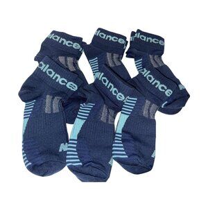 New Balance Socks Ankle 6 Pair Stripe Blue  Support Athletic Activewear NEW